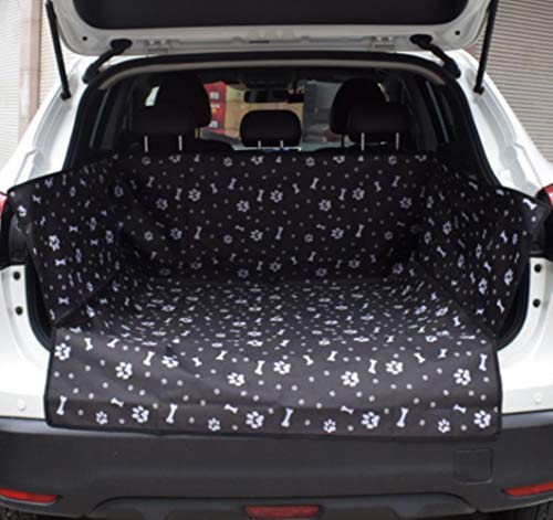 L-DDYX Impermeable Azul Paw Cat Dog Car SUV Trunk Mat Oxford Bone Foot Pet Fundas de Asiento de automóvil Travel Pink Car Trunk Mat para Mascotas, Negro, Gratis