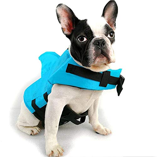 laamei' Chaleco Salvavidas para Perro Chaleco de Seguridad Ajustable Reflexivo Chaqueta Flotador para Mascota de Natación Shark Pattern