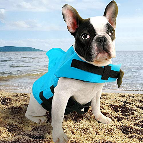 laamei' Chaleco Salvavidas para Perro Chaleco de Seguridad Ajustable Reflexivo Chaqueta Flotador para Mascota de Natación Shark Pattern