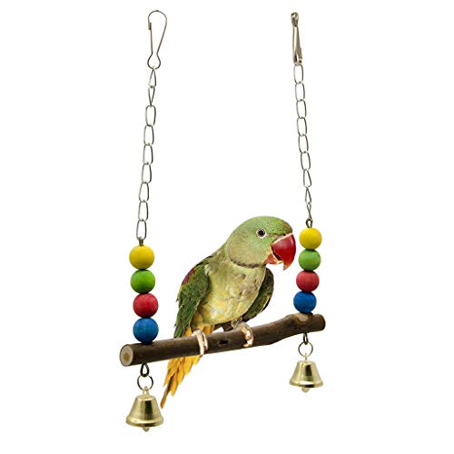 lailongp Bird Chicken Stand Swing, juguete de madera natural para Parrot Munia Macaw Training Toy