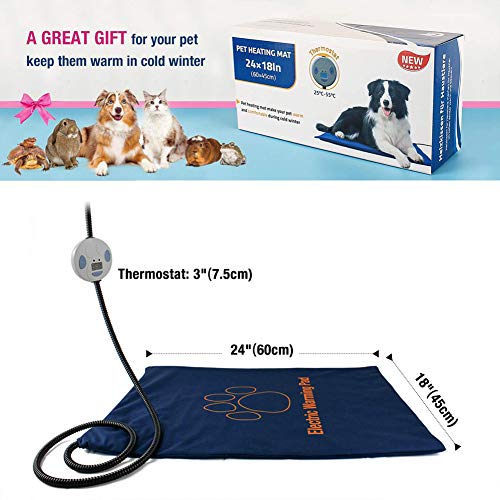 LAK Almohadilla Eléctrica para Perros Resistente Al Agua Cuerda De Acero Antimordeduras, para Mascotas, Mantas Y Caseta De Mascotas Grandes,GS,60 * 45cm