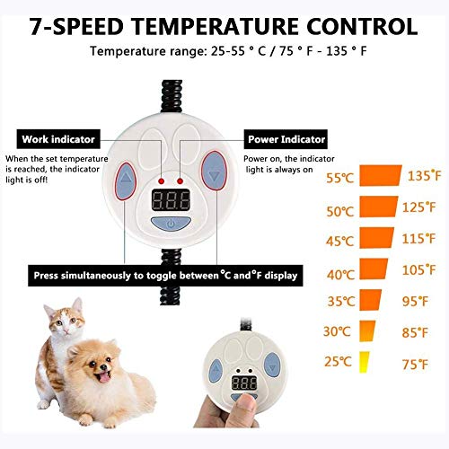 LAK Almohadilla Eléctrica para Perros Resistente Al Agua Cuerda De Acero Antimordeduras, para Mascotas, Mantas Y Caseta De Mascotas Grandes,GS,60 * 45cm