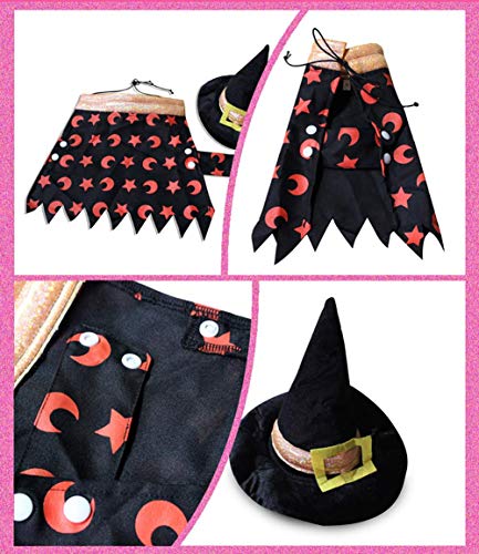 Lanlan Ting Halloween Bruja Capa Ropa Perro Gato Invierno, Mascota Cosplay Fiesta Divertido Disfraces Sudaderas Suéter Vestido para pequeños Animal Accesorios (L)