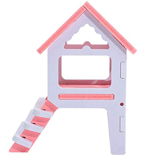 LANSKIRT Casa Hamster, Juguetes Hamster de Cabina de Madera con Escaleras para Jugar Casa Mascota Juguete Pequeño