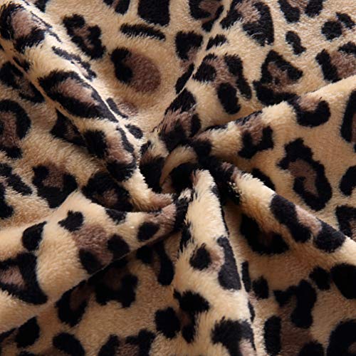 LANVY Mantas para Camas para Mascotas, Estampado de Moda Cálida Suave Portátil Manta de Felpa para Conejos Gatos Perros Leopardo-L