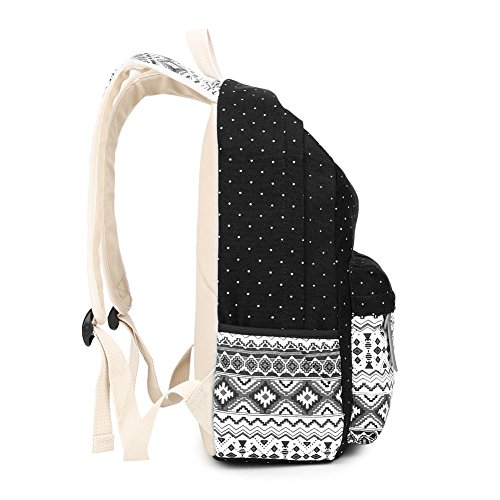 LaTEC Mochila de Lona Casual, Mochila de Viaje, Mochila Escolar para Chicas (Negro)