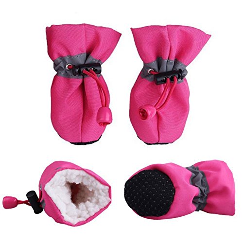 Leezo Calcetines gruesos impermeables antideslizantes para perros, con cordón ajustable, protectores para patas de bota, para mascotas pequeñas y medianas y gatos