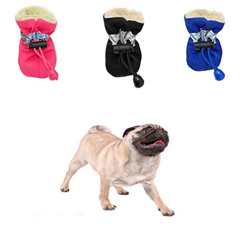 Leezo Calcetines gruesos impermeables antideslizantes para perros, con cordón ajustable, protectores para patas de bota, para mascotas pequeñas y medianas y gatos