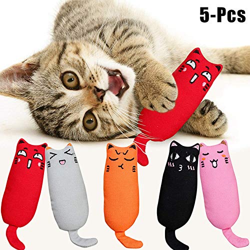 Legendog Juguetes para Gatos, Juguete Interactivo para Gatos con Plumas para Kitty (5-Pcs Hierba gatera)