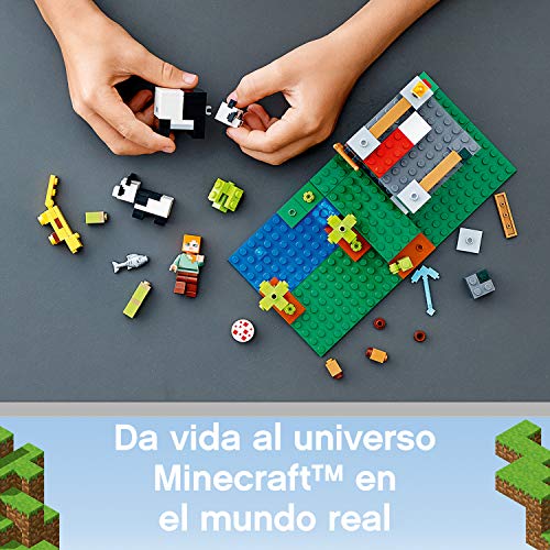 LEGO Minecraft - El Criadero de Pandas, Set de Construcción Inspirado en el Videojuego, Juguete para Recrear las Aventuras de los Personajes, Incluye Minifigura de Alex, Set a Partir de 7 Años (21158)