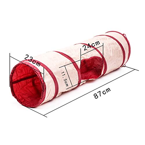 Leilei Juguete del Gato Carpa Plegable Pase del Gato Pasarela Color sólido Túnel de poliéster Cat Tunnel Rolling Suministros para el Gato Se Pueden acomodar Juguetes de Arrastre Redondo