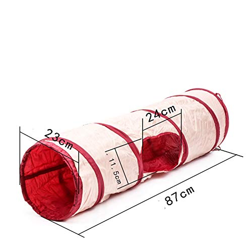 LEILEI8 Juguete del Gato Carpa Plegable Pase del Gato Pasarela Color sólido Túnel de poliéster Cat Tunnel Rolling Suministros para el Gato Se Pueden acomodar Juguetes de Arrastre Redondo