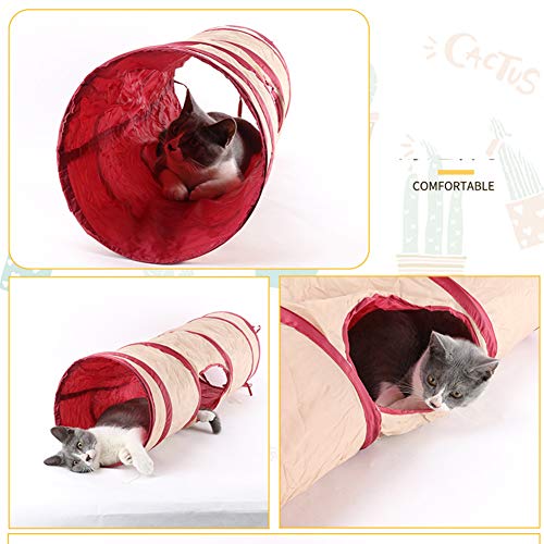 LEILEI8 Juguete del Gato Carpa Plegable Pase del Gato Pasarela Color sólido Túnel de poliéster Cat Tunnel Rolling Suministros para el Gato Se Pueden acomodar Juguetes de Arrastre Redondo