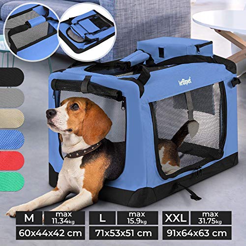 Leopet Transportín Plegable de Tela para Mascotas - Talla y Color a Elegir, Malla Transpirable - Bolsa de Transporte para Animales, Portador de Viaje Parra Perros y Gatos