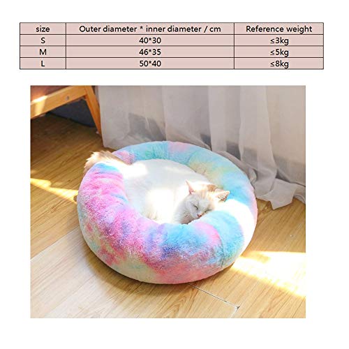 LIANGZHI Gato Perro Donut calmante Cama para Mascotas Puede ortopedia y sueño Mejorado Nueva versión Nido Redondo cálido Suave Felpa cómodoB-S