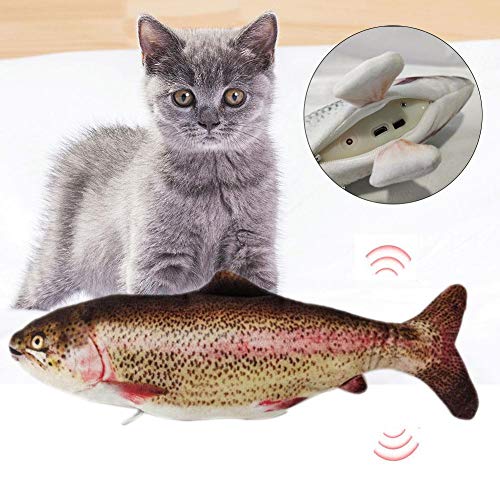 LiféUP Hierba Gatera Juguete, Juguete Interactivo de Gato eléctrico USB Wagging Fish, Catnip Cat Chew Toy, Juguetes Soft Cat Felpa Pescado Realista Simulado Gato