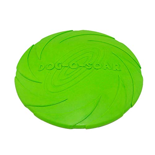 Linnuo Frisbee Perro Resistente Vuelo Disco Juguetes Interactivos Animal Juguetes de Entrenamiento Suave para Mascotas (Verde,S)