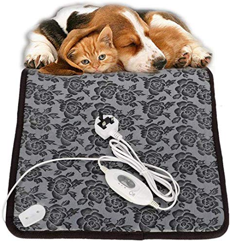 Liღseek Cojín De Calefacción del Animal Doméstico, Gato Perro Eléctrico Placa Térmica Impermeable Mat Calentamiento Ajustable con Chew Acero Resistente Cable De 45X45cm