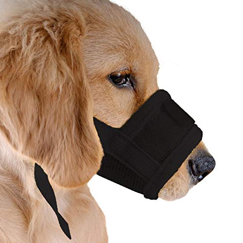 LIUSHUI Bozal para Perro, Ajustable, Transpirable, Suave, para Evitar Que ladre y mastique, Negro, Medium