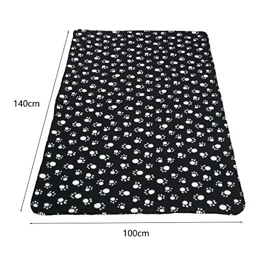 LQKYWNA Caliente Suave paño Grueso y Suave del Perro Huellas Cama Manta Lanzado Manta del sofá de Microfibra con Estampado de Animales párr El Viaje (Black)