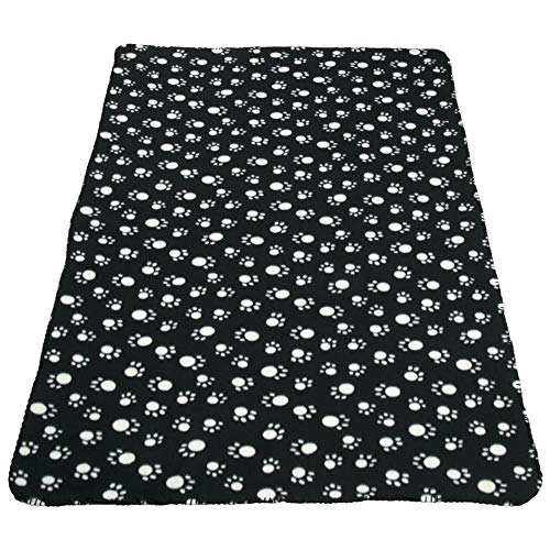 LQKYWNA Caliente Suave paño Grueso y Suave del Perro Huellas Cama Manta Lanzado Manta del sofá de Microfibra con Estampado de Animales párr El Viaje (Black)