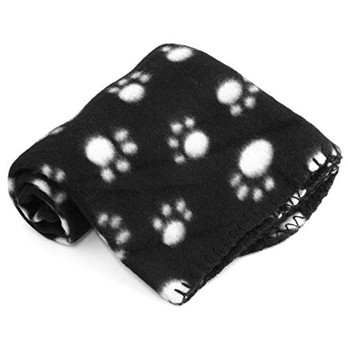 LQKYWNA Caliente Suave paño Grueso y Suave del Perro Huellas Cama Manta Lanzado Manta del sofá de Microfibra con Estampado de Animales párr El Viaje (Black)