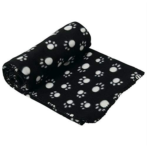 LQKYWNA Caliente Suave paño Grueso y Suave del Perro Huellas Cama Manta Lanzado Manta del sofá de Microfibra con Estampado de Animales párr El Viaje (Black)