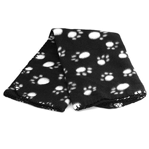 LQKYWNA Caliente Suave paño Grueso y Suave del Perro Huellas Cama Manta Lanzado Manta del sofá de Microfibra con Estampado de Animales párr El Viaje (Black)