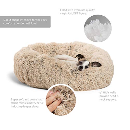 Lrhps Mascotas Cama Donut,Cama calmante para Perros y Gatos,para Perros y Gatos supergrandes pequeños y medianos,Marrón,60 * 60cm