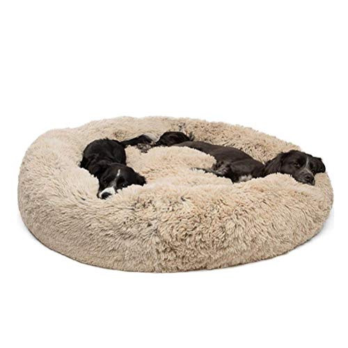 Lrhps Mascotas Cama Donut,Cama calmante para Perros y Gatos,para Perros y Gatos supergrandes pequeños y medianos,Marrón,60 * 60cm