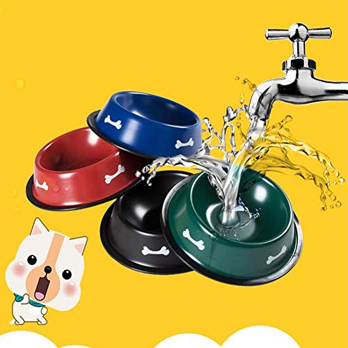 LTLHXM Acero Inoxidable Perro Cuenco Portátil Anti-Vibración Perro De Mascota Agua Cuenco Plato De Comida Comedero Bebedero para Perro Gato Mascotas,Azul,M