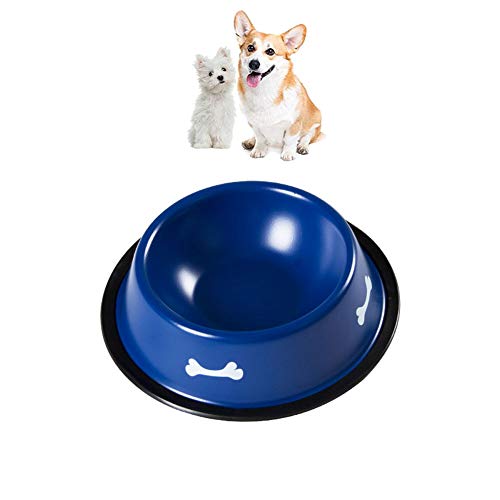 LTLHXM Acero Inoxidable Perro Cuenco Portátil Anti-Vibración Perro De Mascota Agua Cuenco Plato De Comida Comedero Bebedero para Perro Gato Mascotas,Azul,M