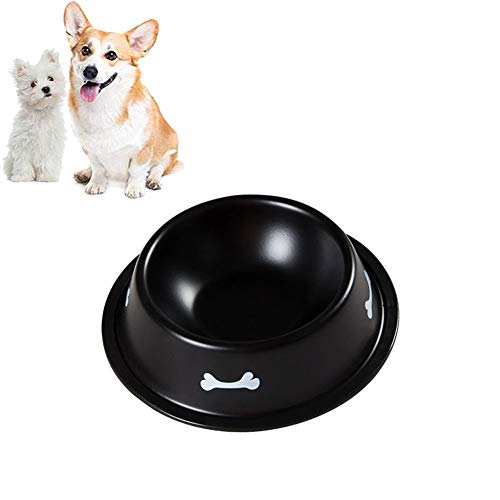 LTLHXM Acero Inoxidable Perro Cuenco Portátil Anti-Vibración Perro De Mascota Agua Cuenco Plato De Comida Comedero Bebedero para Perro Gato Mascotas,Negro,S