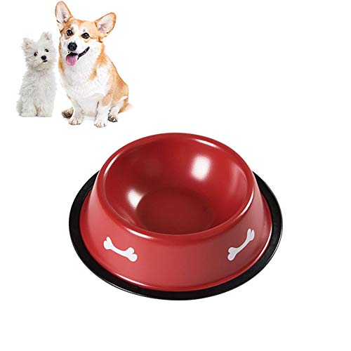 LTLHXM Acero Inoxidable Perro Cuenco Portátil Anti-Vibración Perro De Mascota Agua Cuenco Plato De Comida Comedero Bebedero para Perro Gato Mascotas,Rojo,M