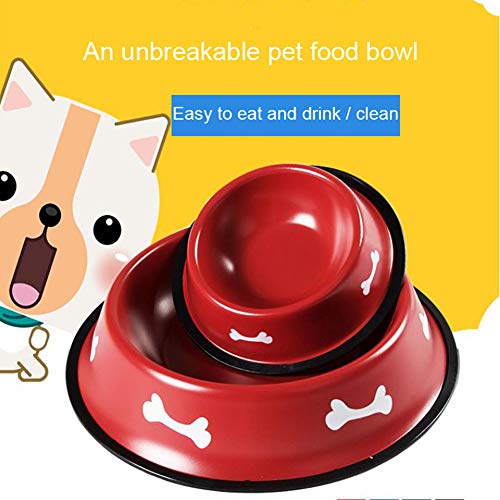 LTLHXM Acero Inoxidable Perro Cuenco Portátil Anti-Vibración Perro De Mascota Agua Cuenco Plato De Comida Comedero Bebedero para Perro Gato Mascotas,Rojo,S