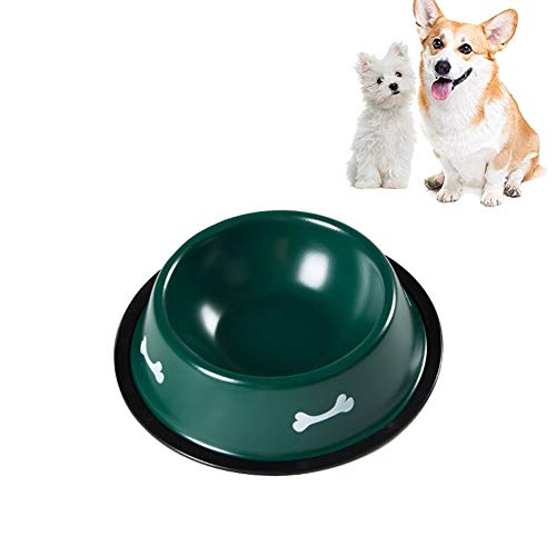 LTLHXM Acero Inoxidable Perro Cuenco Portátil Anti-Vibración Perro De Mascota Agua Cuenco Plato De Comida Comedero Bebedero para Perro Gato Mascotas,Verde,S