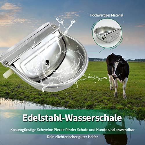 Lucky Farm - Bebedero automático para beber agua de ganado con válvula de flotador para perros, 3 en 1, de acero inoxidable