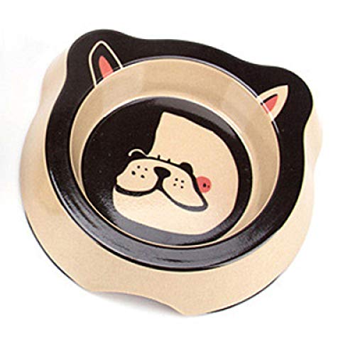 LuckyGGG Recipiente para Agua para Gatos Recipiente Pequeño para Gatos Medianos Recipiente para Comida Individual Recipiente para Criar De Fibra De Bambú Bulldog-Single Gratis