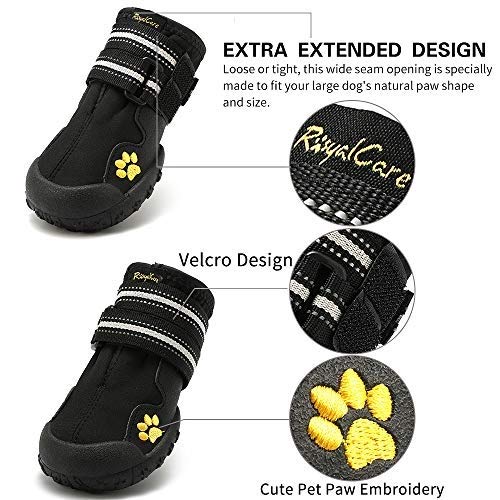 LUGEUK Botas Protectoras para Perros, Juego de 4 Calzados Impermeables para Perros medianos y Grandes - Negro (4#) (Size : 6#(2.56"x2.99"))