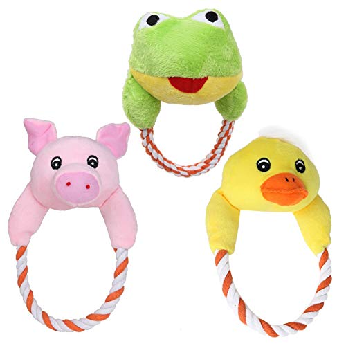 LUOSI Perro Gato Cachorro Peluches Interactivo Mascota Cachorro Chew Squeak Pig Juguete Sonido con Cuerda Pato Rana Oso Cerdo Perro 3 Diseños (Color : Duck, Size : M)