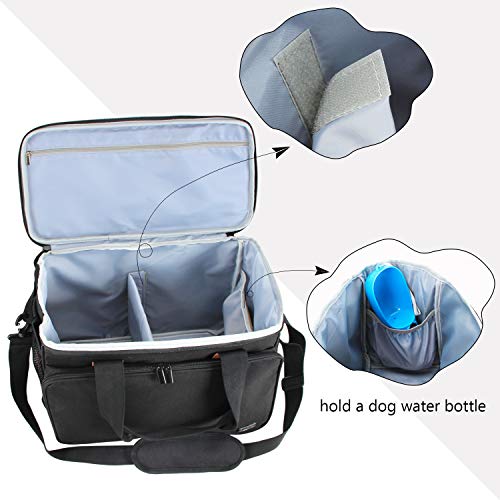 Luxja Bolsa de Viaje para Perros (Contiene 2 Bolsa para Comida de Perro, 2 Recipiente para Perros y 1 Estera de Alimentación), Negro