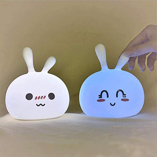 Luz de bebé de dibujos animados LED con sueño USB Luz de noche Guisantes Conejo Lámpara de silicona colorida Conejo Inducción Pat Light (Tamaño: XL)