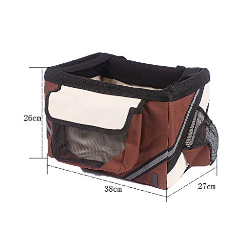 LVLVLO Bolsa de Bicicleta de Viaje para Mascotas, fácil de Instalar y de liberación rápida, para Perros y Gatos, Bolsa de Ciclismo extraíble, Picnic de montaña, Compras (28x27x26cm) (Color : Brown)