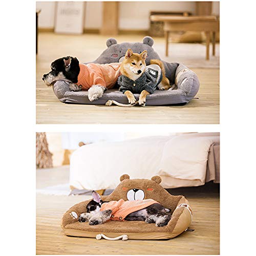 LXMBHDB Cama para Mascotas Camas cómodas para Mascotas,Totalmente extraíble y Lavable Bear's Hug Series Thorn Flower Lamb Paño de Cachemir/Látex Adecuado para Mascotas pequeñas y Medianas