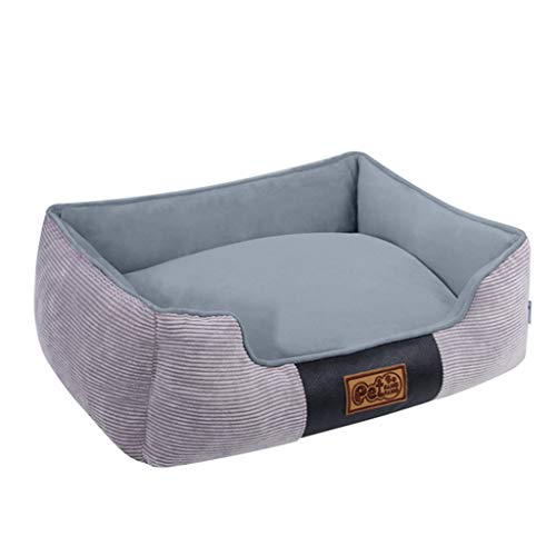 LYJIN Cama del Animal doméstico para los Perros y Gatos, Pana caseta de Perro, Totalmente Desmontable, Alfombrilla Antideslizante para Mascotas para Perros y Gatos Todos,S