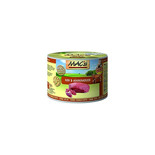 Mac 's húmedo Forro Cat Vacuno y gallinas Corazones para Gatos getreidefrei 200 g