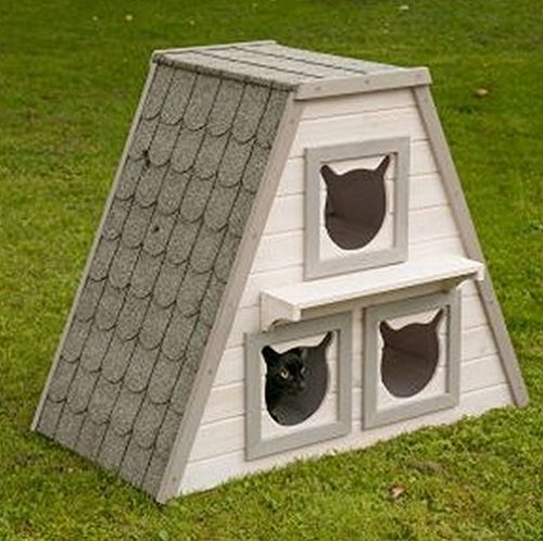 Madera de la perfecta para exterior Cat House W/3 Separado Dormir zonas. Esta Casa de madera gato es un impermeable Pet Shelter gato cama para el hogar y el jardín.