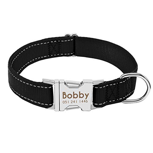 MAOBANG Collar Collar para Perros Collar Reflectante de Nylon Duradero Collares para Perros Mascotas para Perros pequeños medianos Grandes, Negro, L