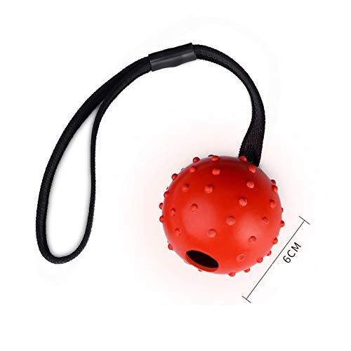 MAOBANG GOUQIU Pelota Cuerda Pelota Hinchable adiestramiento canino Pelota de Goma Resistente a la mordedura Pelota de Juguete Molar para Perros pequeños medianos Grandes, roja, 6 cm