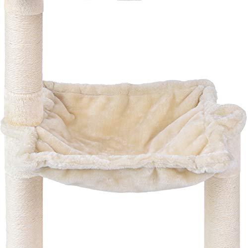 MC Star Árbol para Gato pequeño con Grandes Hamaca Rascador Cama Bolas de Juego Arañazo Plataforma Sisal Natural 70cm, Beige